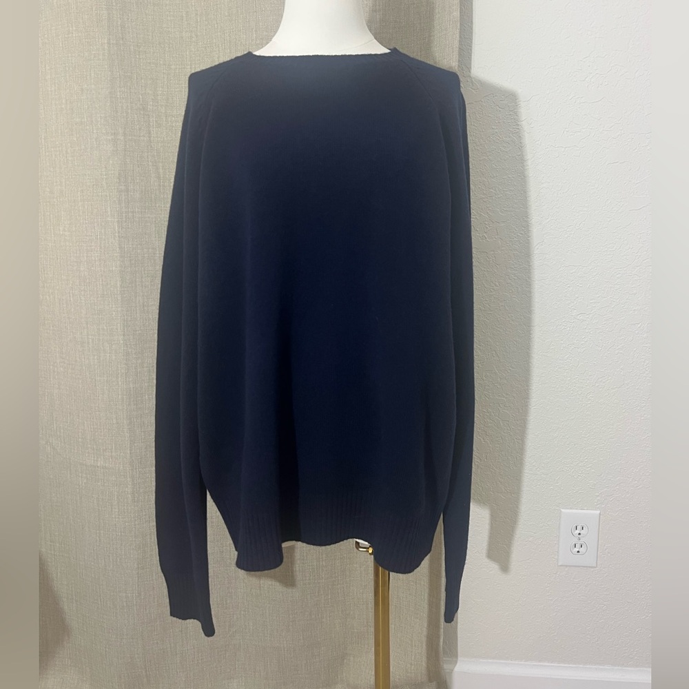 J. Crew 100%‎ Lambs Wool Crew Neck Sweater  Dark Blue Size XL